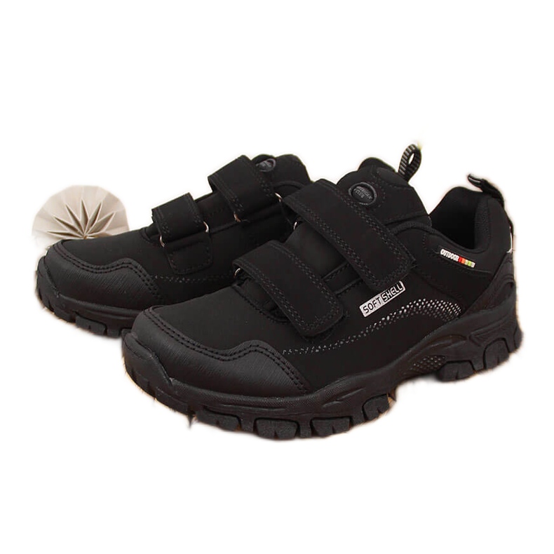 Chaussures de trekking imperméables pour enfants à velcro imperméables American Club noires le noir Chaussures de trekking imperméables pour enfants à velcro imperméables American Club noires le noir