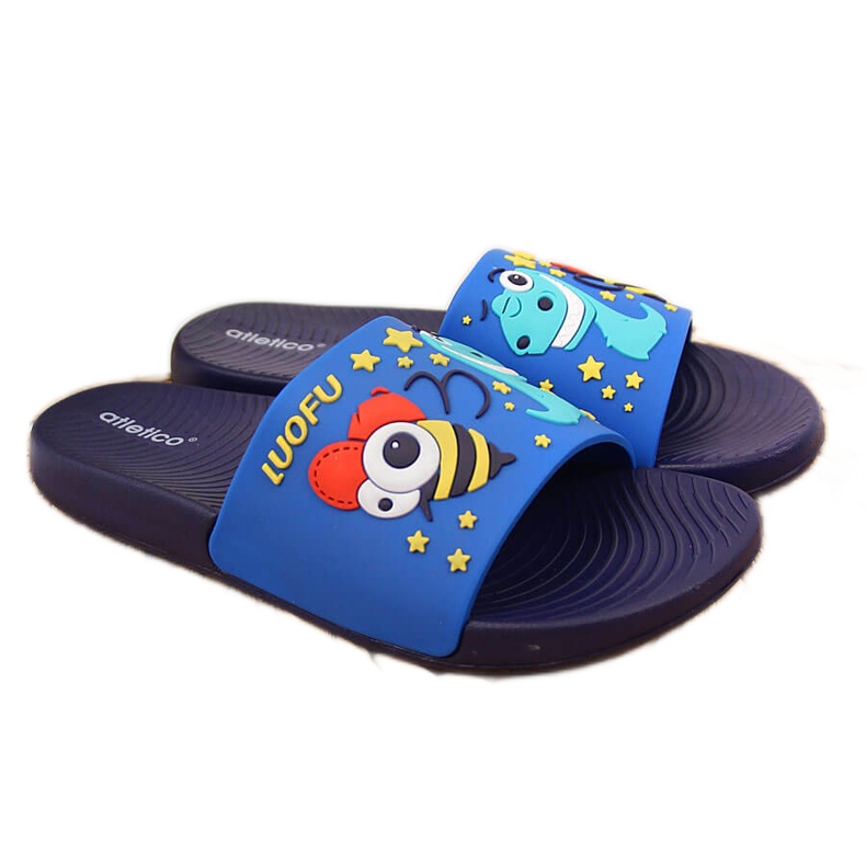 Chaussons garçon pour la piscine bleu marine de l'Atletico Chaussons garçon pour la piscine bleu marine de l'Atletico