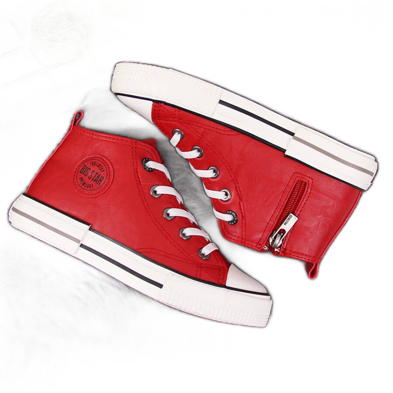 Baskets pour enfants en cuir écologique rouge Big Star II374005 Baskets pour enfants en cuir écologique rouge Big Star II374005