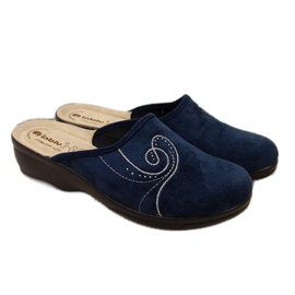 Chaussons de maison femme à semelles compensées bleu marine Inblu Chaussons de maison femme à semelles compensées bleu marine Inblu