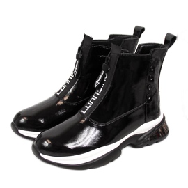 Baskets noires en cuir verni pour femme T.Sokolski