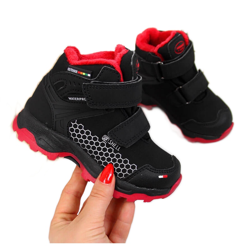 Bottes de neige imperméables noires à fermeture scratch pour garçon American Club le noir Bottes de neige imperméables noires à fermeture scratch pour garçon American Club le noir