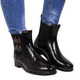 T.Sokolski Bottes galoches femme Jodhpur avec zircons cubiques noir T. Sokolski