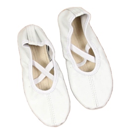 Ballerines femme en cuir avec élastiques, blanc Nazo