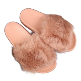 Chaussons femme avec fourrure beige Msmg