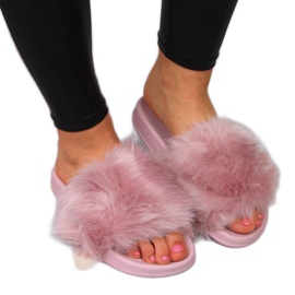 Chaussons femme avec fourrure violet clair Msmg