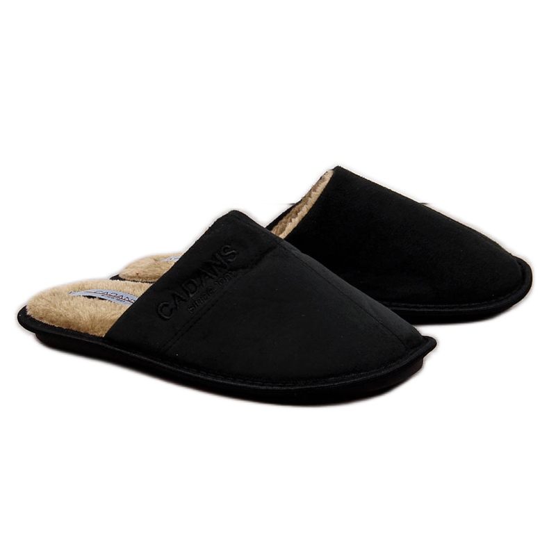 Chaussons homme Cadans home noir avec fourrure le noir