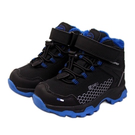 Bottes de neige trekking imperméables noires American Club bleu