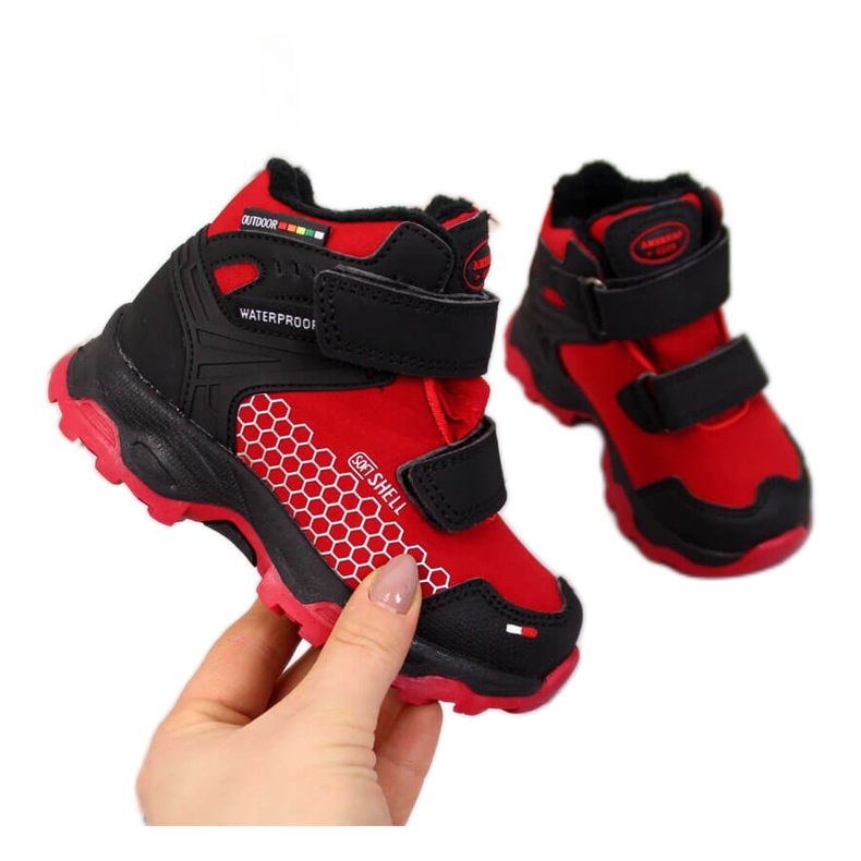 Bottes de neige imperméables pour enfants avec fermeture scratch rouge American Club le noir Bottes de neige imperméables pour enfants avec fermeture scratch rouge American Club le noir