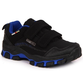 Chaussures de trekking enfant, velcro, noir et bleu, American Club