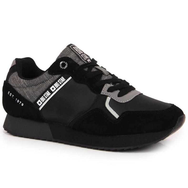 Chaussures de sport en cuir noir Big Star JJ274284 le noir