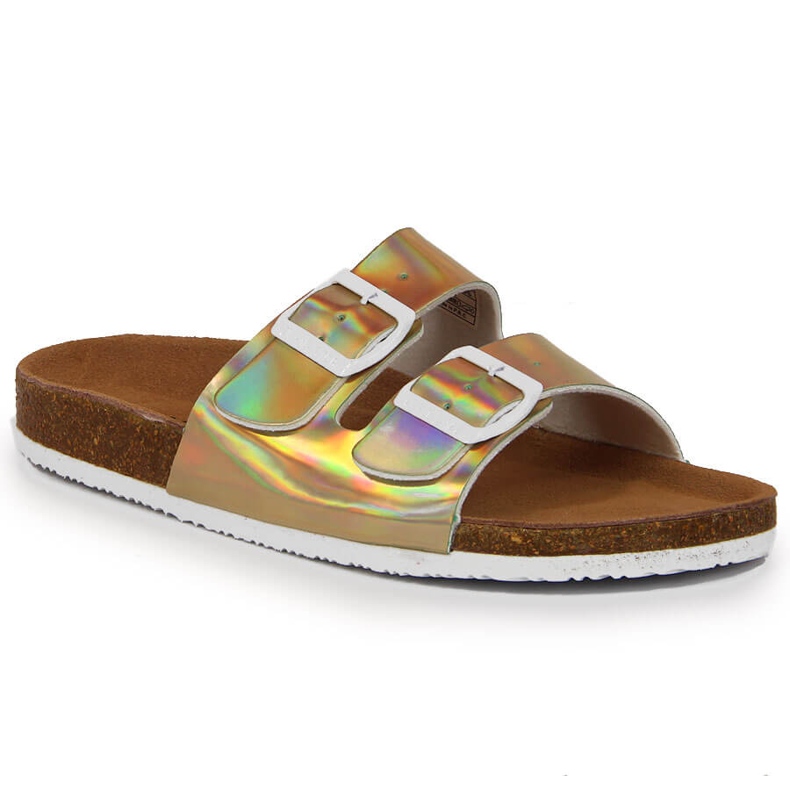 Chaussons femme dorés à boucles Big Star HH274896 d'or