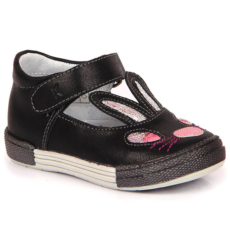 Chaussures pour filles lapins avec velcro Kornecki 6480 le noir