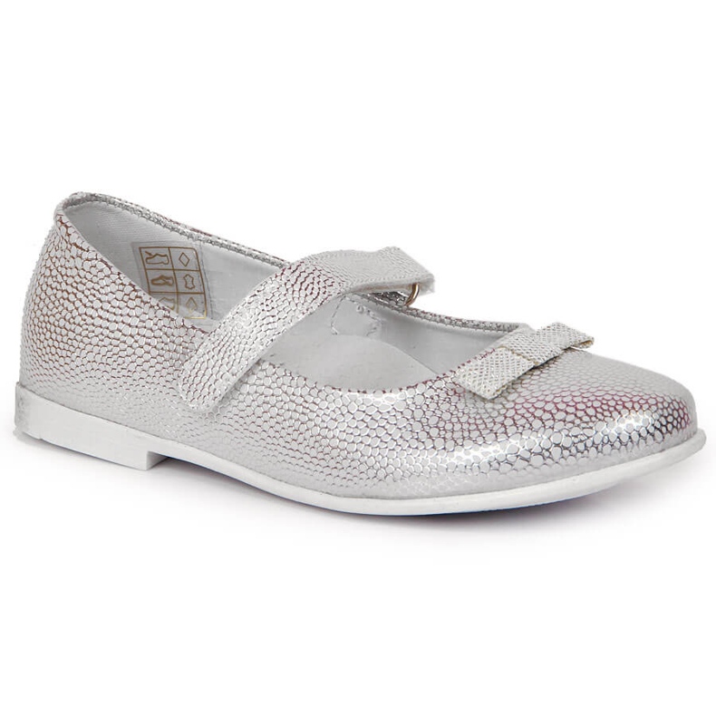 Ballerines de communion filles avec velcro argent Kornecki 6493 Ballerines de communion filles avec velcro argent Kornecki 6493