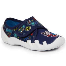 Chaussons pour garçons pour la maternelle avec velcro bleu marine Befado Chaussons pour garçons pour la maternelle avec velcro bleu marine Befado