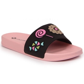 Chaussons de piscine fille Atletico noirs rose