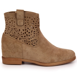 Bottines femme ajourées à talon compensé Filippo beige