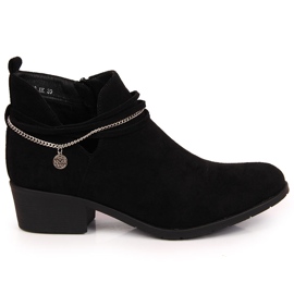 Bottines Filippo femme noires avec chaîne le noir