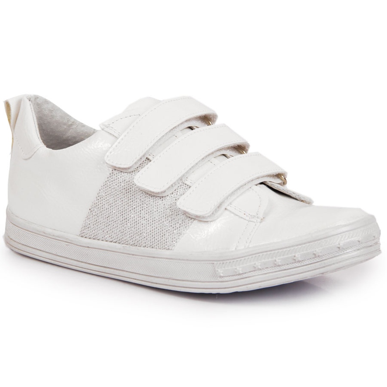 Chaussures laquées velcro blanches pour filles Kornecki 6286