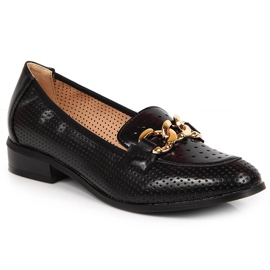 Chaussures noires ajourées avec une chaîne Potocki le noir