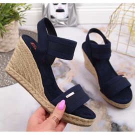 Sandales espadrilles à semelles compensées bleu marine Big Star JJ274977