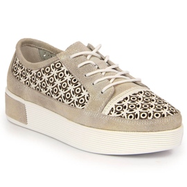 Chaussures femme en cuir ajouré doré Filippo
