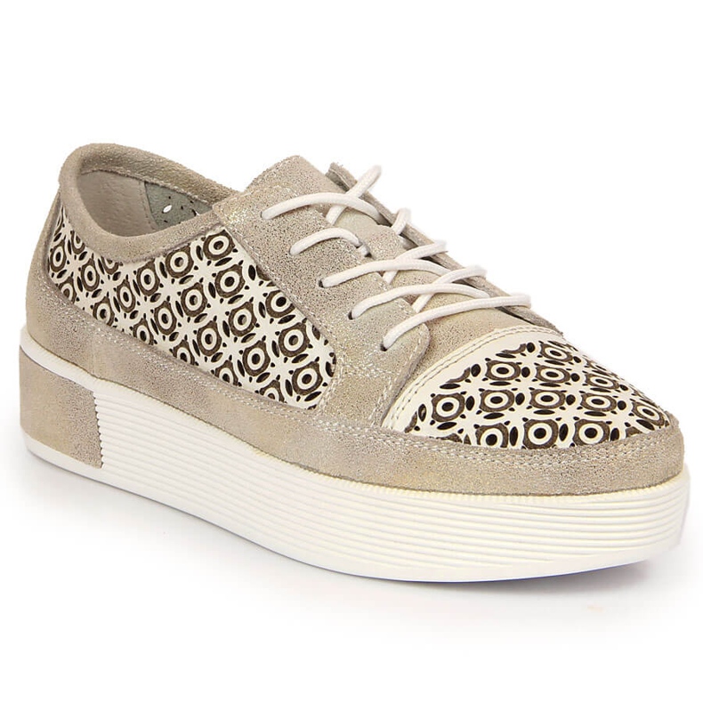 Chaussures femme en cuir ajouré doré Filippo
