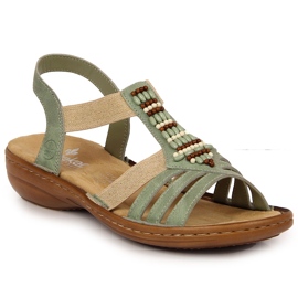 Sandales pour femmes Rieker 60851-52 vertes avec bandes élastiques