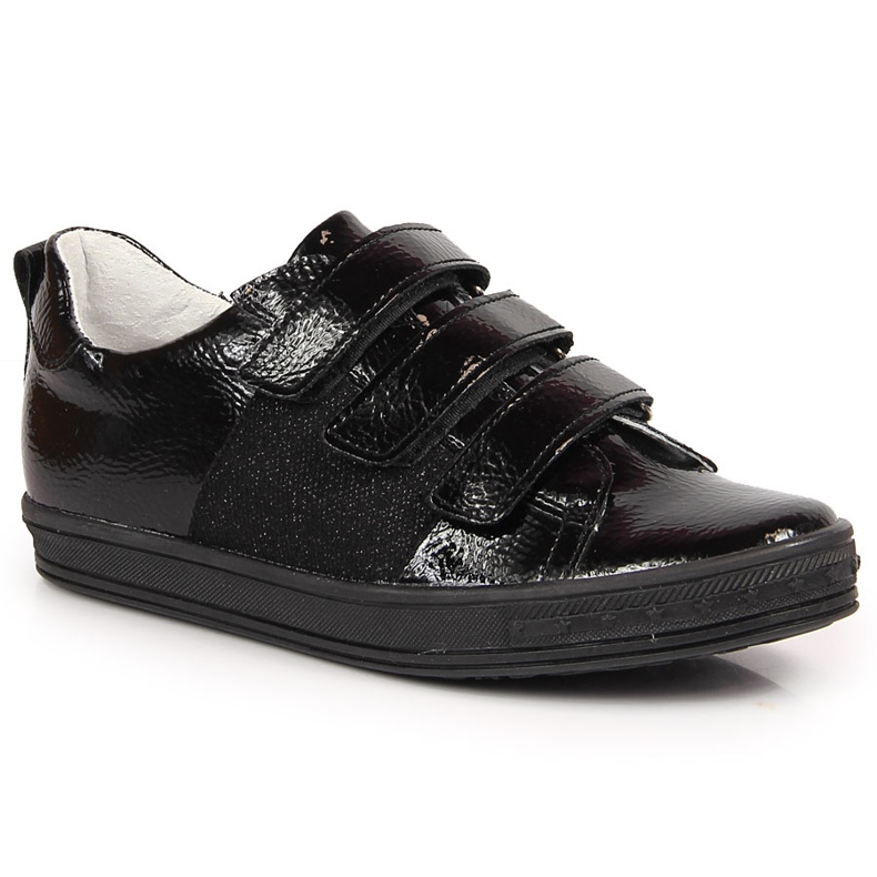 Chaussures filles vernies avec velcro noir Kornecki 6286 le noir