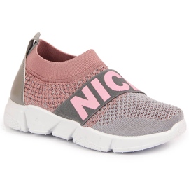 Chaussures de sport pour fille à enfiler McKeylor rose gris