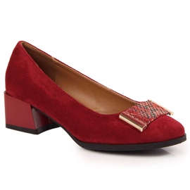 Escarpins sur un bloc de daim Jezzi marron rouge
