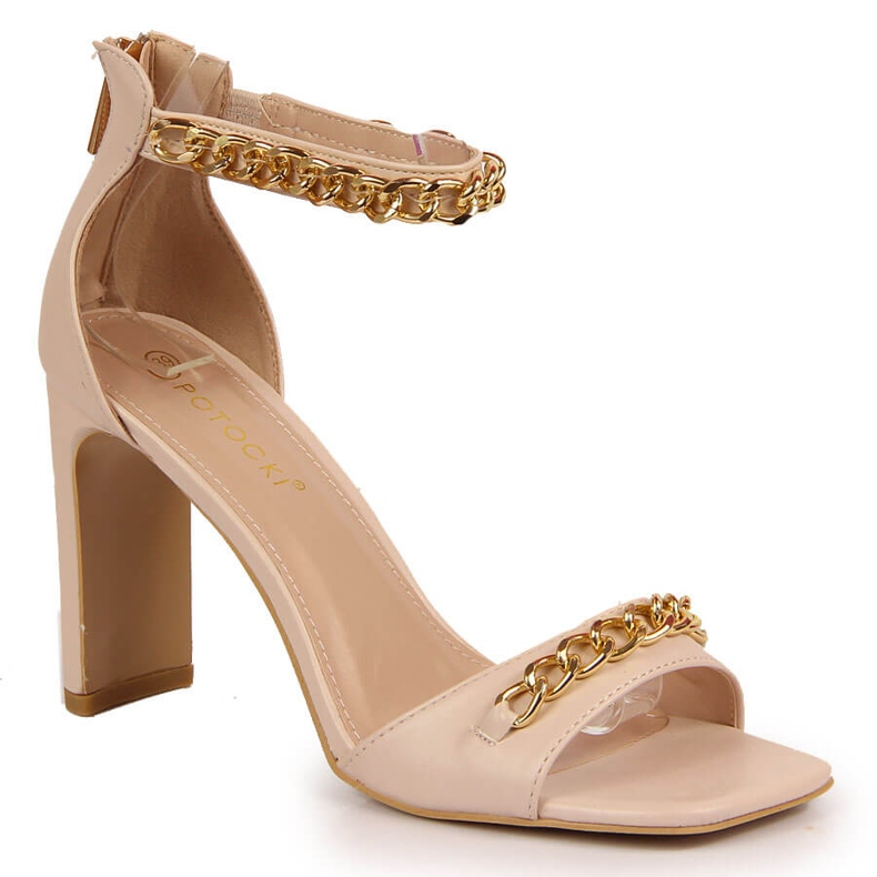 Sandales pour femmes sur un poteau avec une chaîne beige Potocki