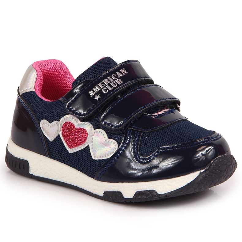 Chaussures de sport fille American Club bleu marine rose