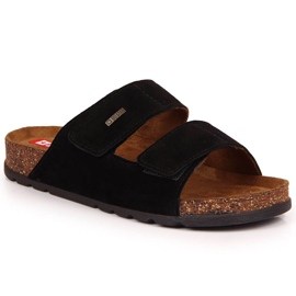 Chaussons homme en cuir avec velcro noir Big Star JJ176001