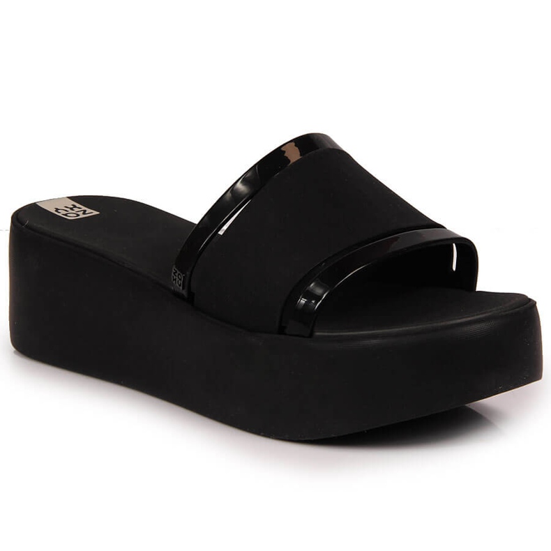 Pantoufles en caoutchouc pour femmes noires sur la plate-forme Zaxy HH285197 le noir