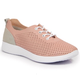 Chaussures femme en cuir ajouré rose Artiker Chaussures femme en cuir ajouré rose Artiker
