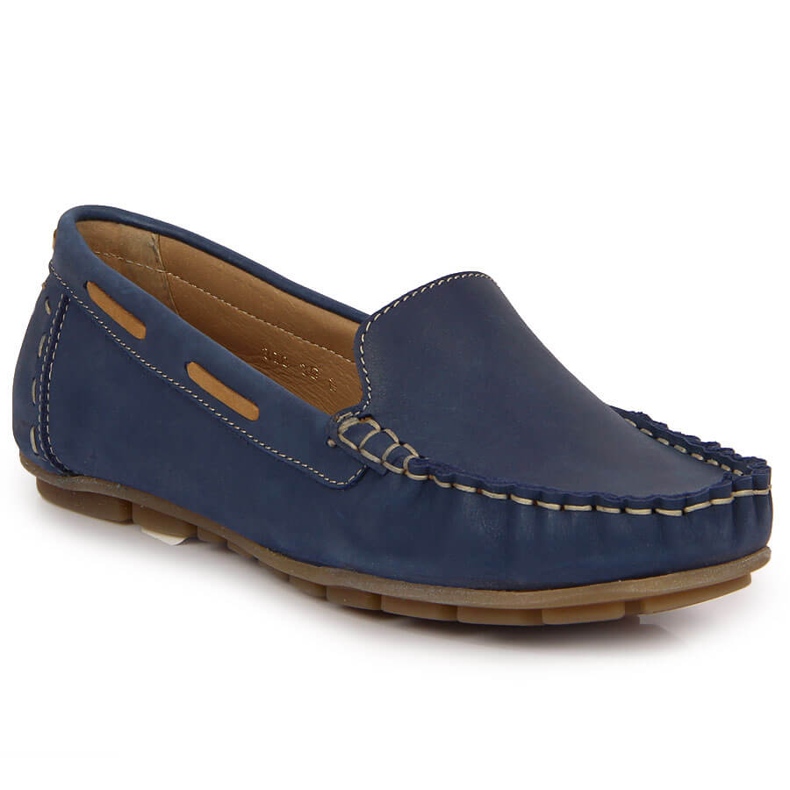 Mocassins cuir femme bleu marine Helios 398