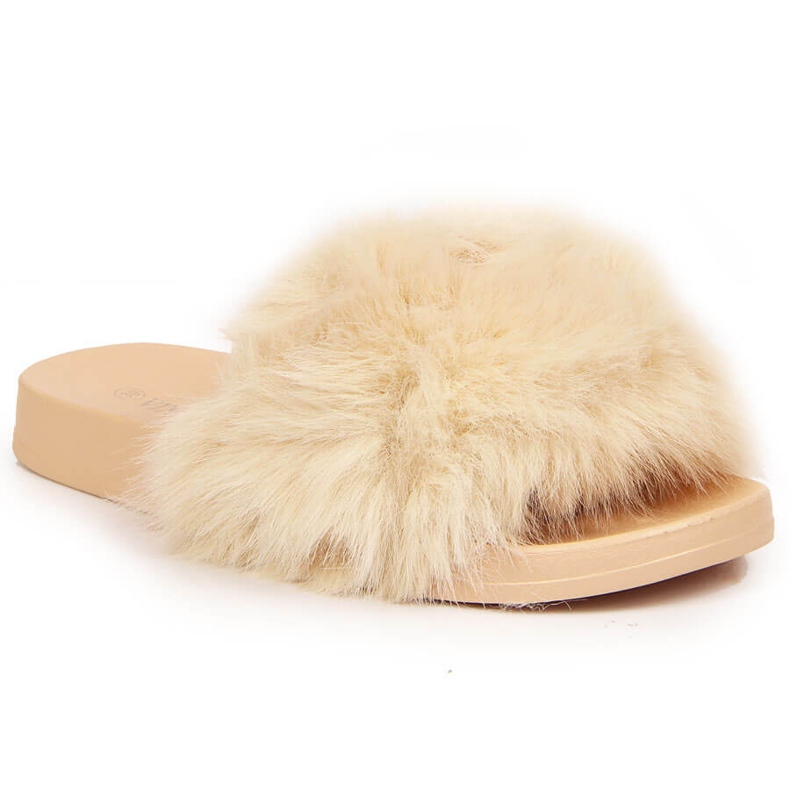 Chaussons fourrés beige femme Vinceza