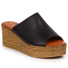 Chaussons compensés noirs femme Vinceza