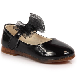 Ballerines fille avec velcro et nœud, noir Vinceza le noir