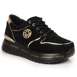 Cuir de sport pour femme sur une plate-forme Filippo noire le noir