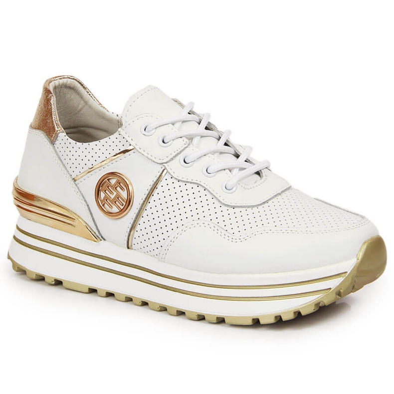 Baskets en cuir pour femmes sur la plate-forme Filippo blanche