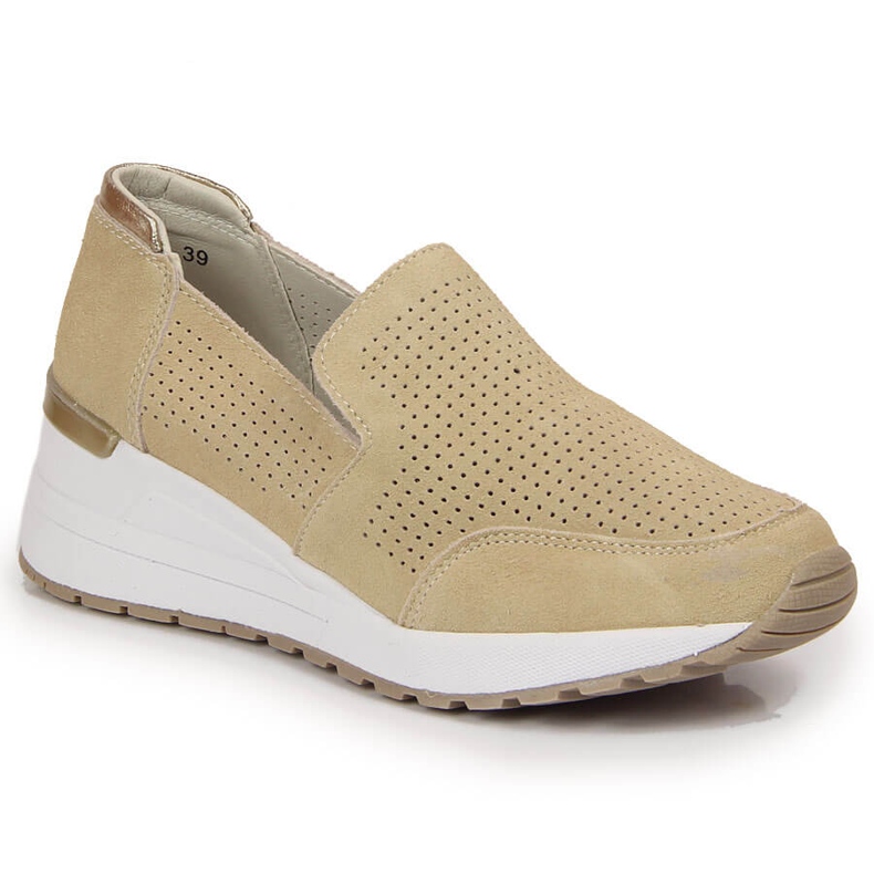 Chaussures compensées en cuir, beige Filippo