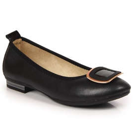 Ballerines femme en cuir noir Filippo le noir