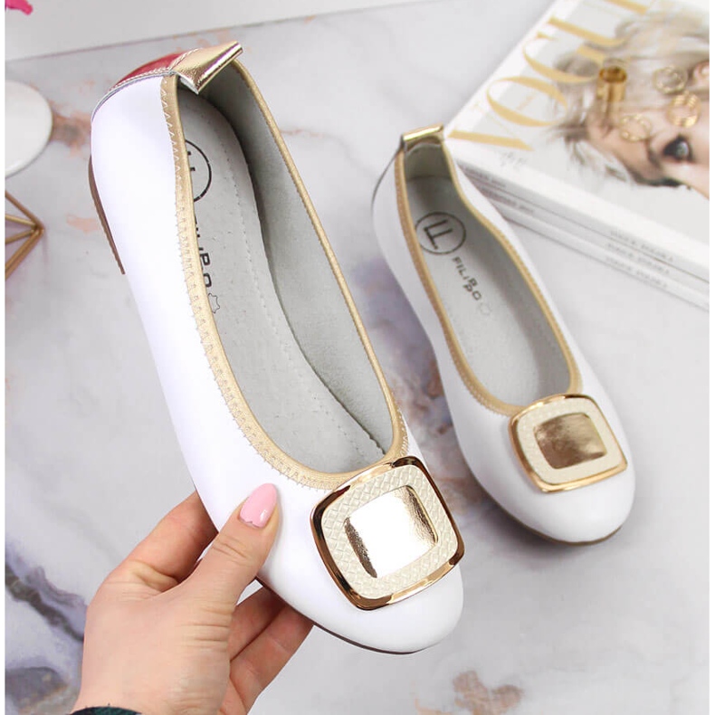 Ballerines en cuir blanc pour femme Filippo blanche