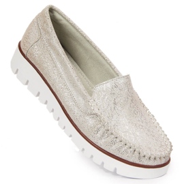 Mocassins en cuir sur une plate-forme Filippo argentée