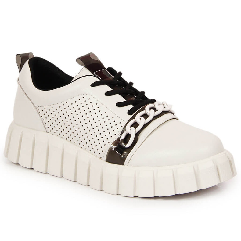 Chaussures en cuir pour femmes sur la plate-forme avec une chaîne Artiker blanche