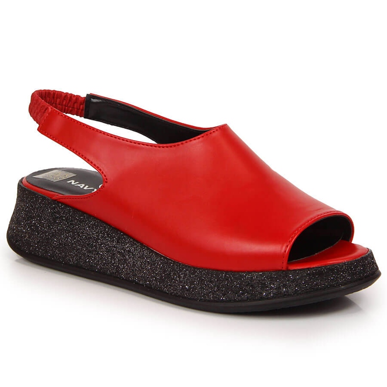 Sandales pour femmes sur la plate-forme rouge Navy Dot