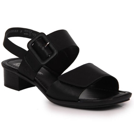 Sandales en cuir pour femmes noires Rieker 62663-01 le noir