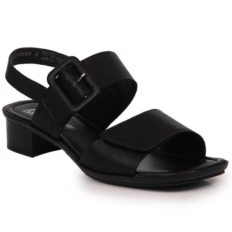 Sandales en cuir pour femmes noires Rieker 62663-01 le noir